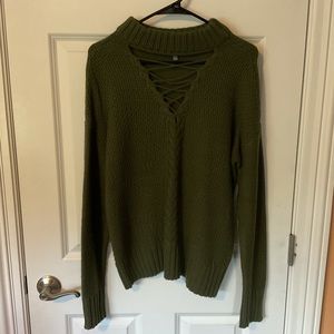 Green Cutout Sweater